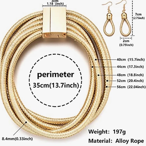 Boho Style Gold-Tone Necklace, Bracelet & Earrings Set - 4 Piece Set - Picture 13 of 14